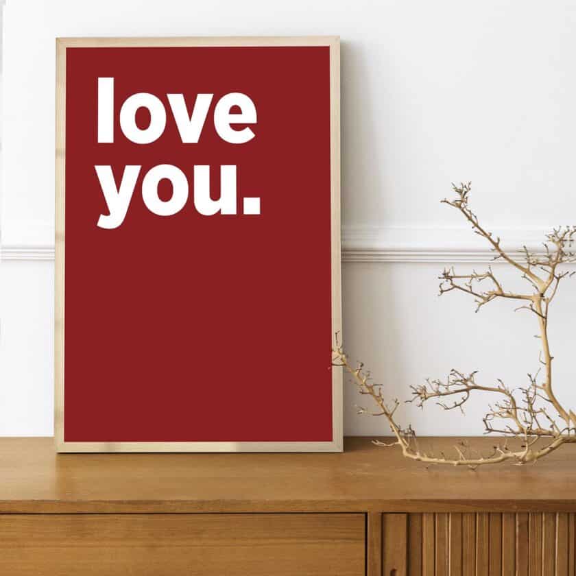 Love You Poster - Renkli Baskı – Çerçeveli - Görsel 3