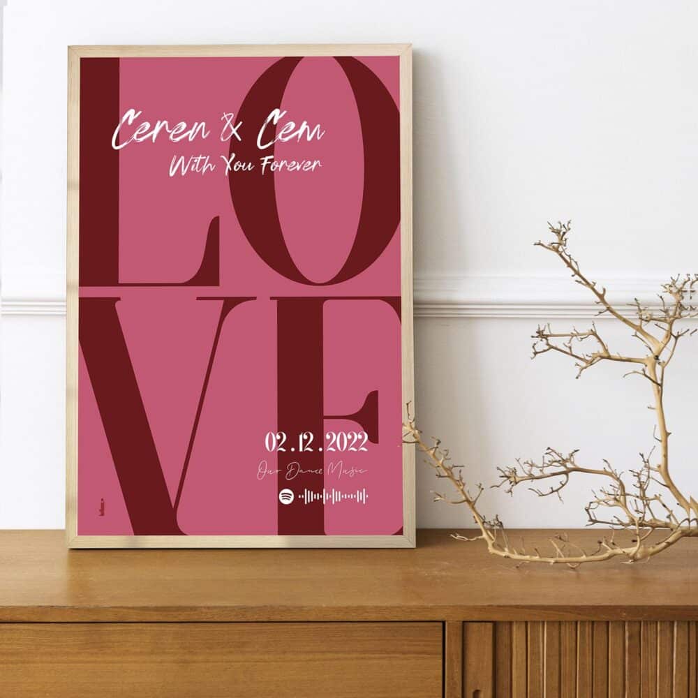 Love Story Poster – Renkli Baskı – Çerçeveli