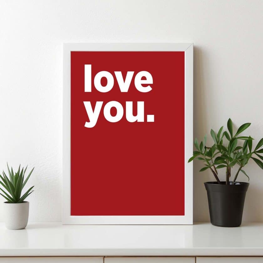 Love You Poster - Renkli Baskı – Çerçeveli - Görsel 4