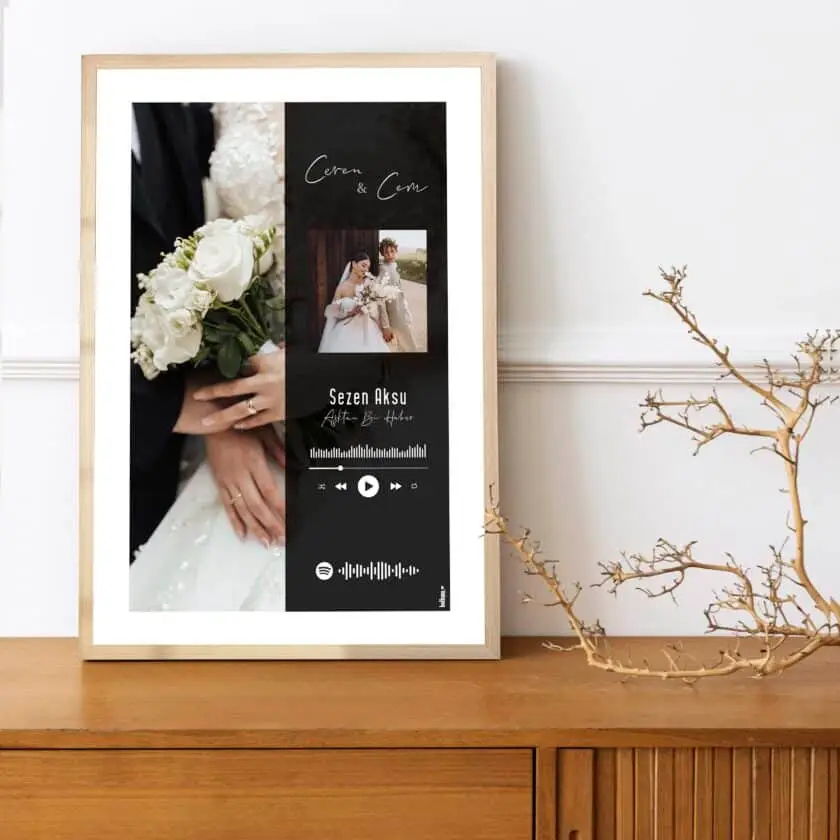 The Wedding Poster - Renkli Baskı -  Çerçeveli - Görsel 5