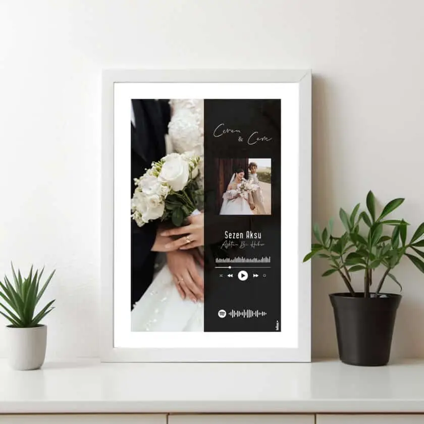 The Wedding Poster - Renkli Baskı -  Çerçeveli - Görsel 4