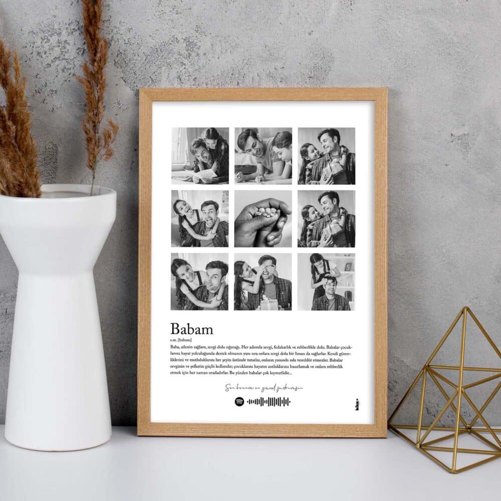 Baba Poster - Siyah-Beyaz - Çerçeveli