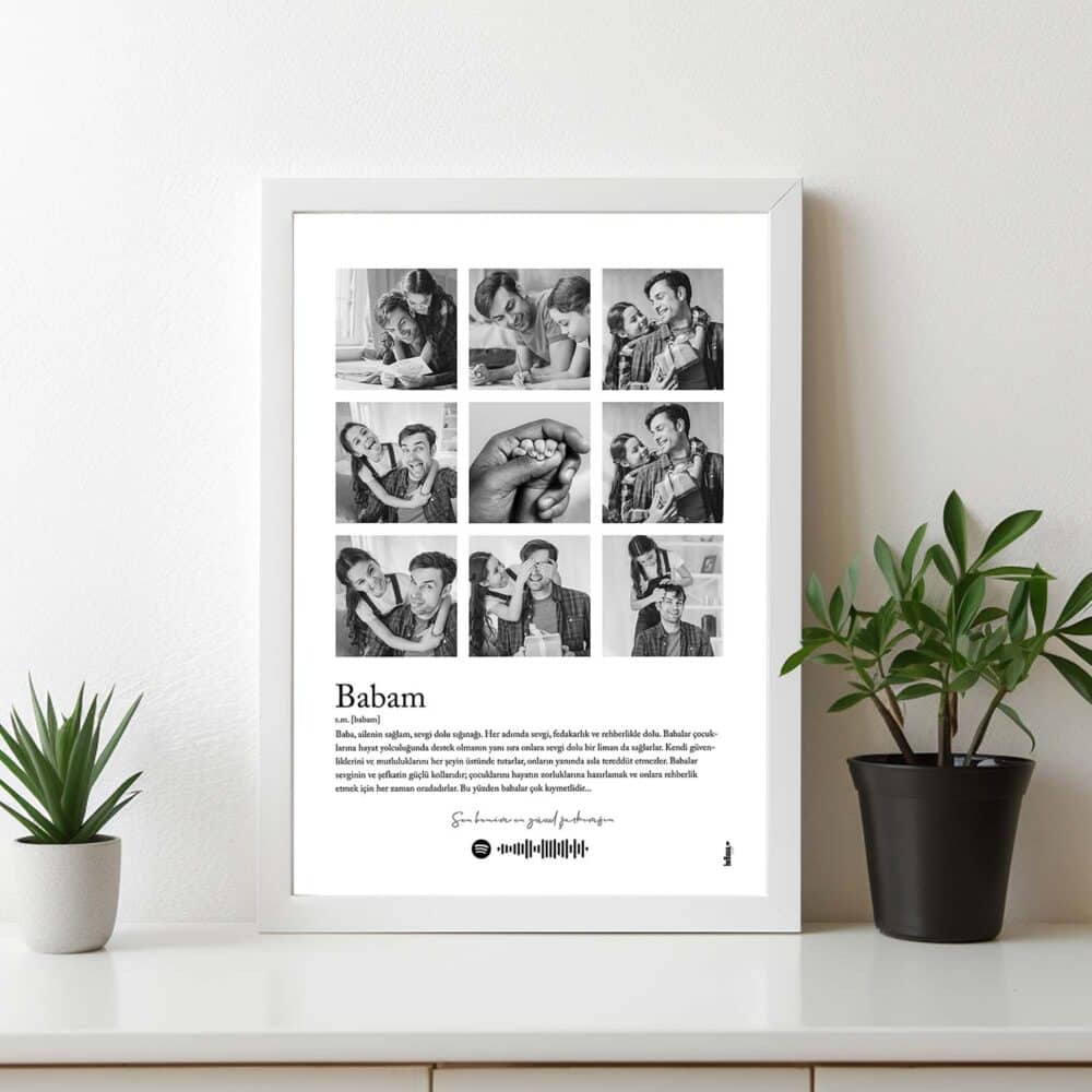 Baba Poster - Siyah-Beyaz - Çerçeveli